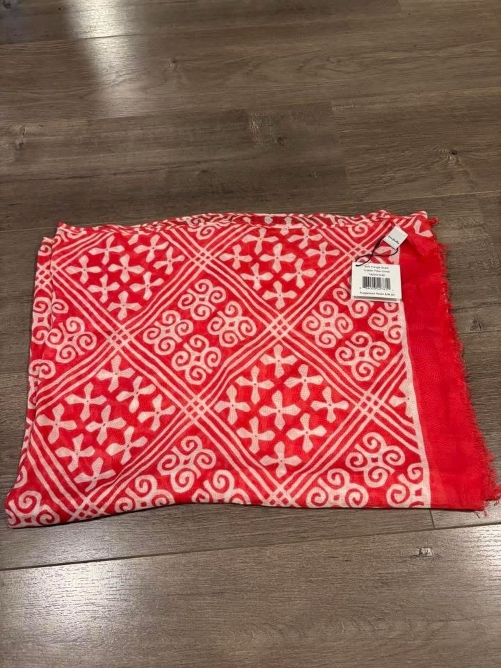 Vera Bradley Soft Fringe Scarf in Cuban Tiles Coral